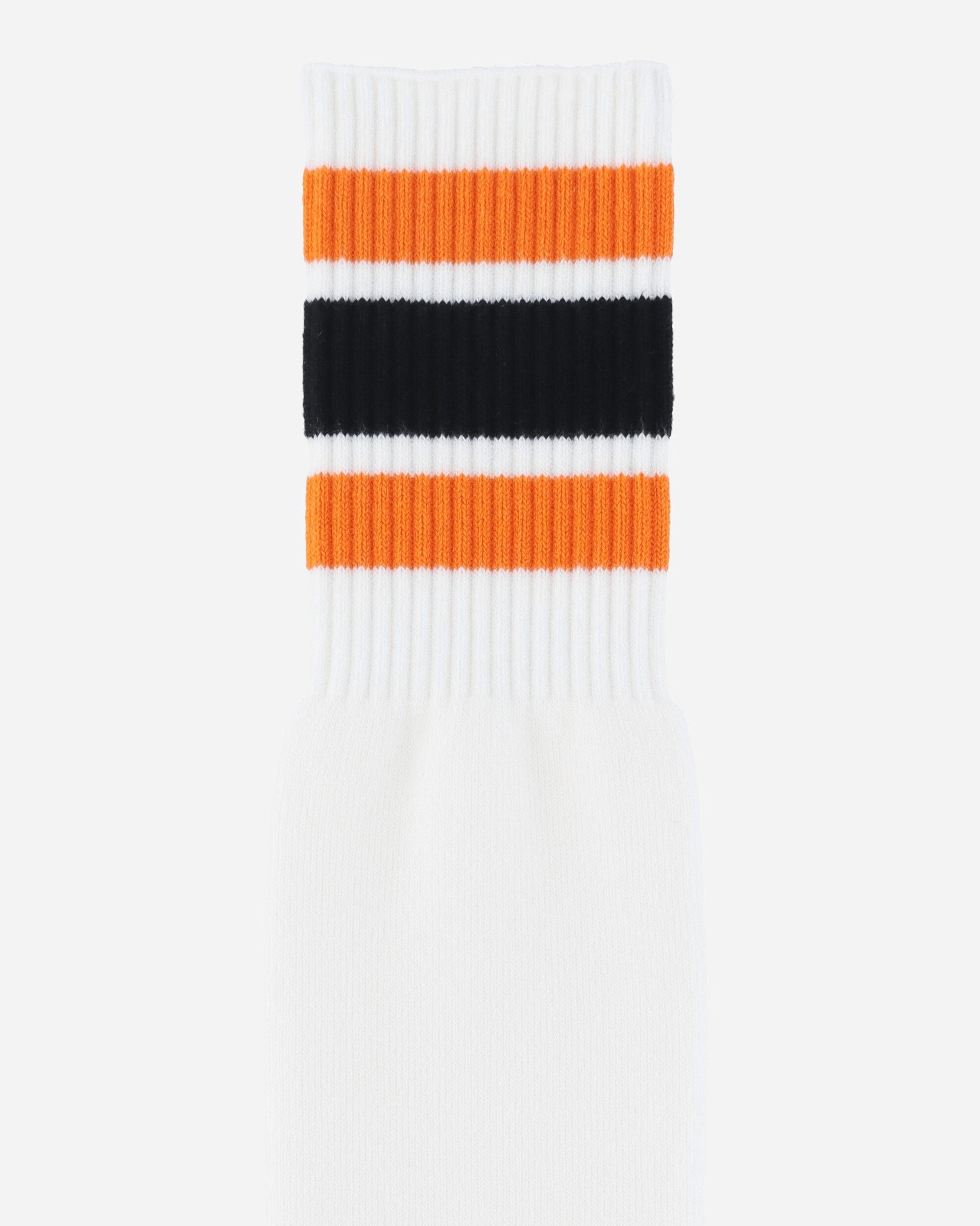 144 Yarns Happy Heel Embroidered Skaters Knee-High Socks White / Orange