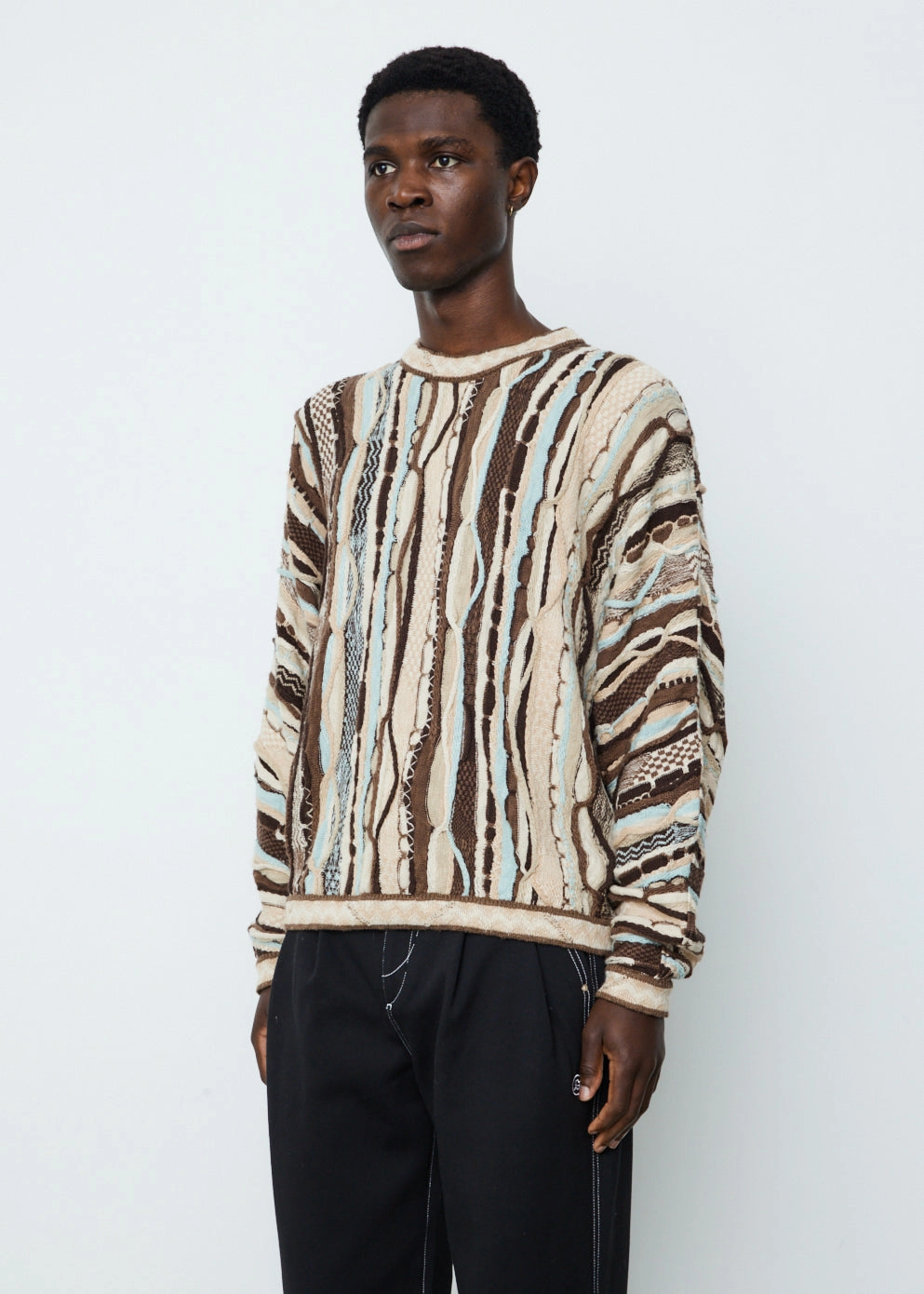7G Knit Gaudy Crew Sweater
