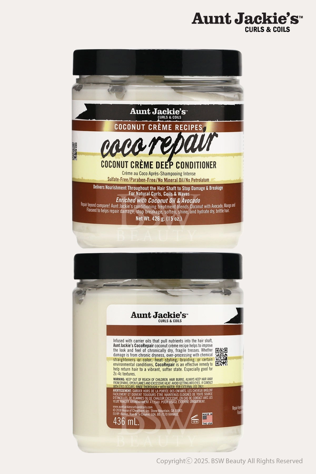 AUNT JACKIES COCONUT CREME COCO REPAIR COCONUT CREME DEEP CONDITIONER 15oz