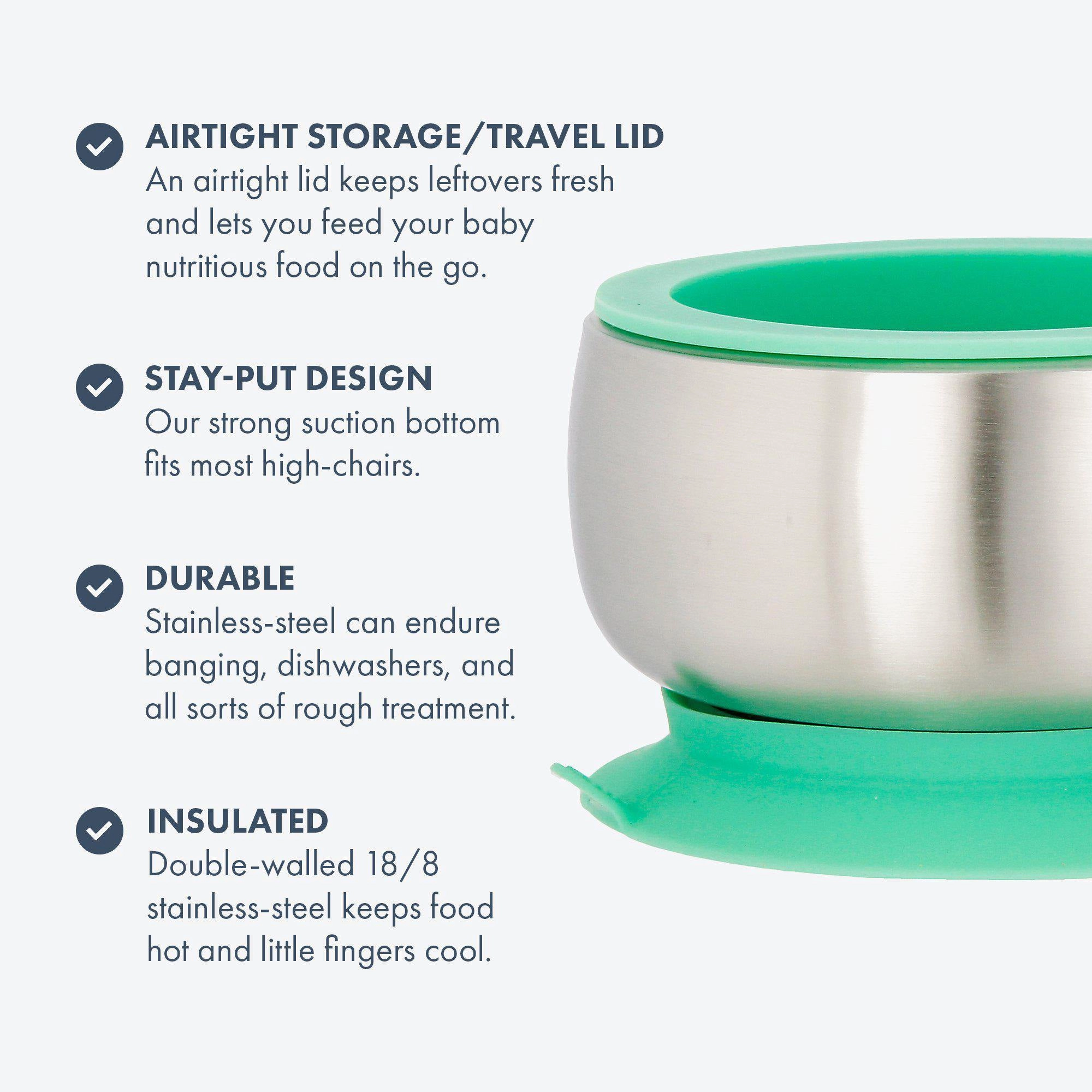 Avanchy Stainless Steel Baby Bowl With Spoon Combo   Air Tight Lid - Orange
