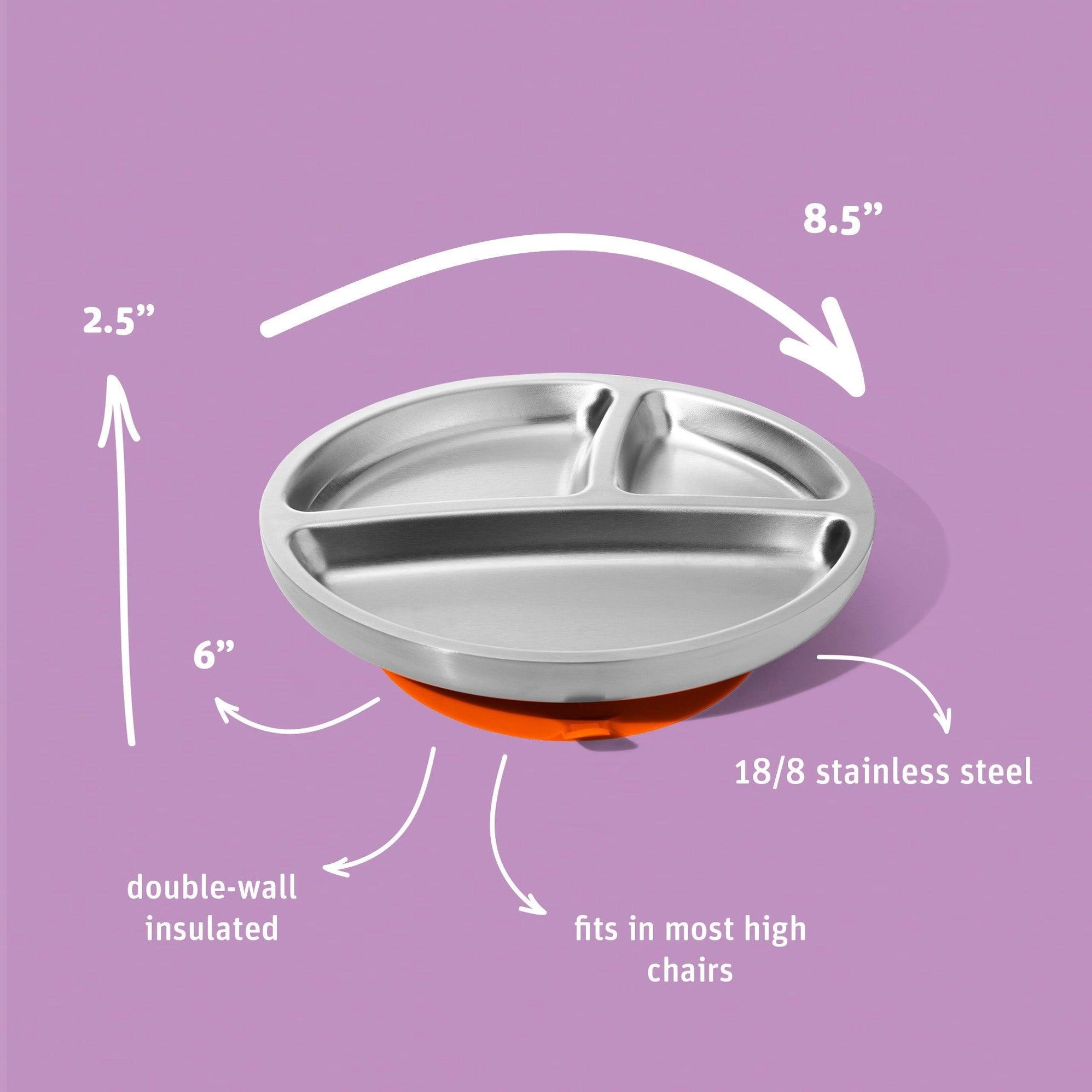 Avanchy Stainless Steel Baby Suction Plate White