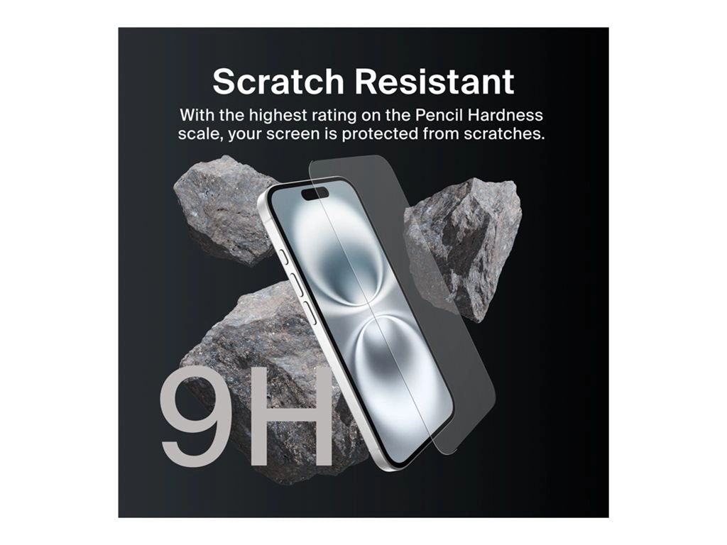 Belkin ScreenForce InvisiGlass - Screen protector for cellular phone - glass - for Apple iPhone 14 Pro, 15, 16 OVA171FQ