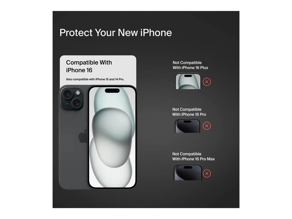 Belkin ScreenForce InvisiGlass - Screen protector for cellular phone - glass - for Apple iPhone 14 Pro, 15, 16 OVA171FQ