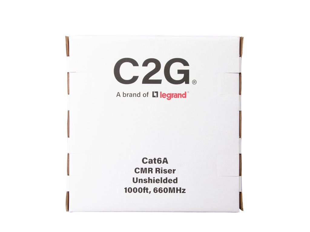 C2G 1000ft (304.8m) TAA-Compliant Cat6a Bulk Unshielded (UTP) Ethernet Network Cable with Solid Conductors-Riser CMR-Rated - C2G56049