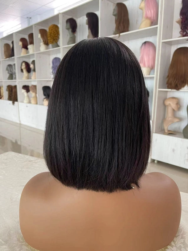 Chinalacewig Black Friday Human Virgin Hair Short Bob Style C-part Lace Front Wigs CF552