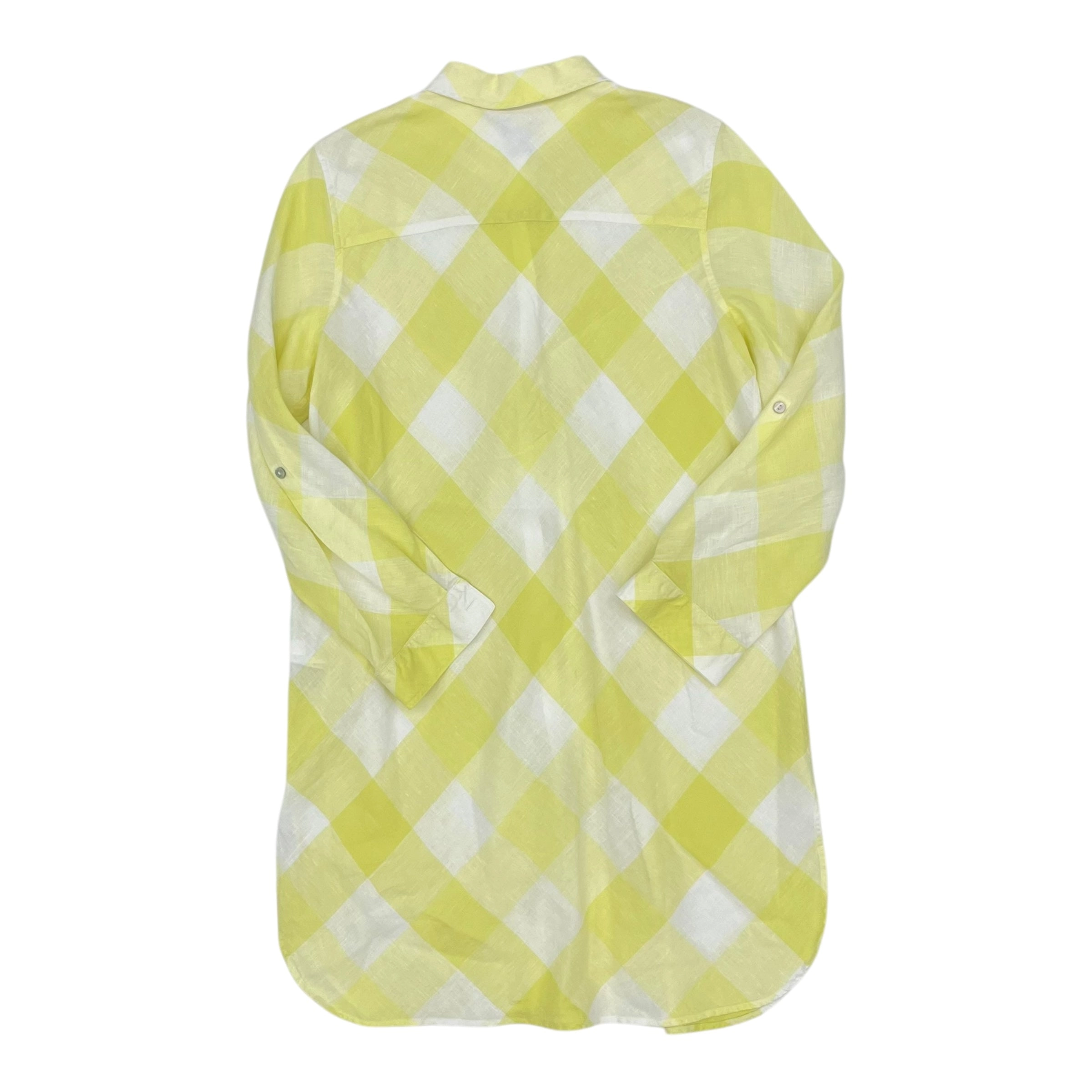 Dress Casual Midi By Chicos In White & Yellow, Size:12