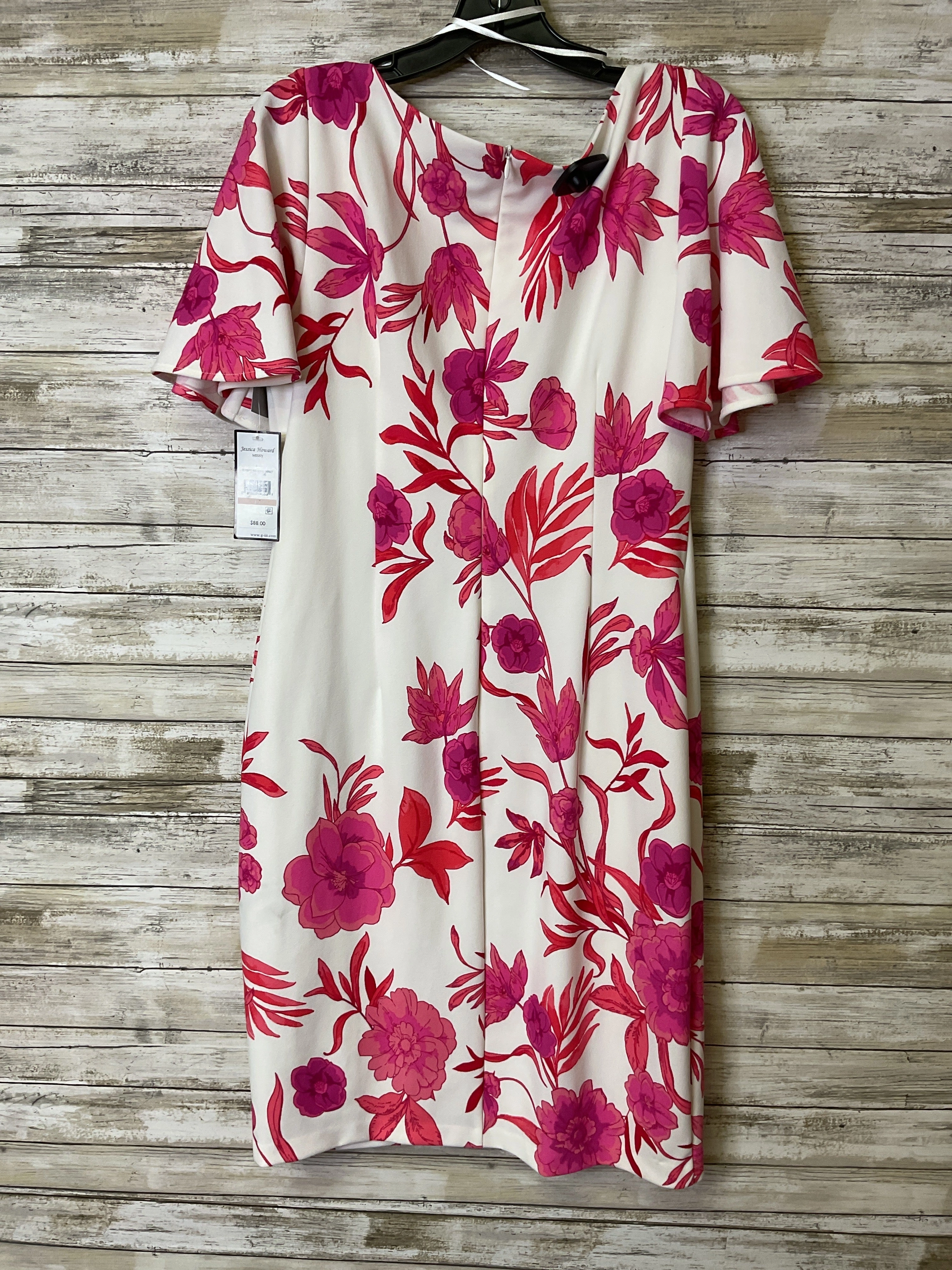 Dress Casual Midi By Jessica Howard In Pink & White, Size:12