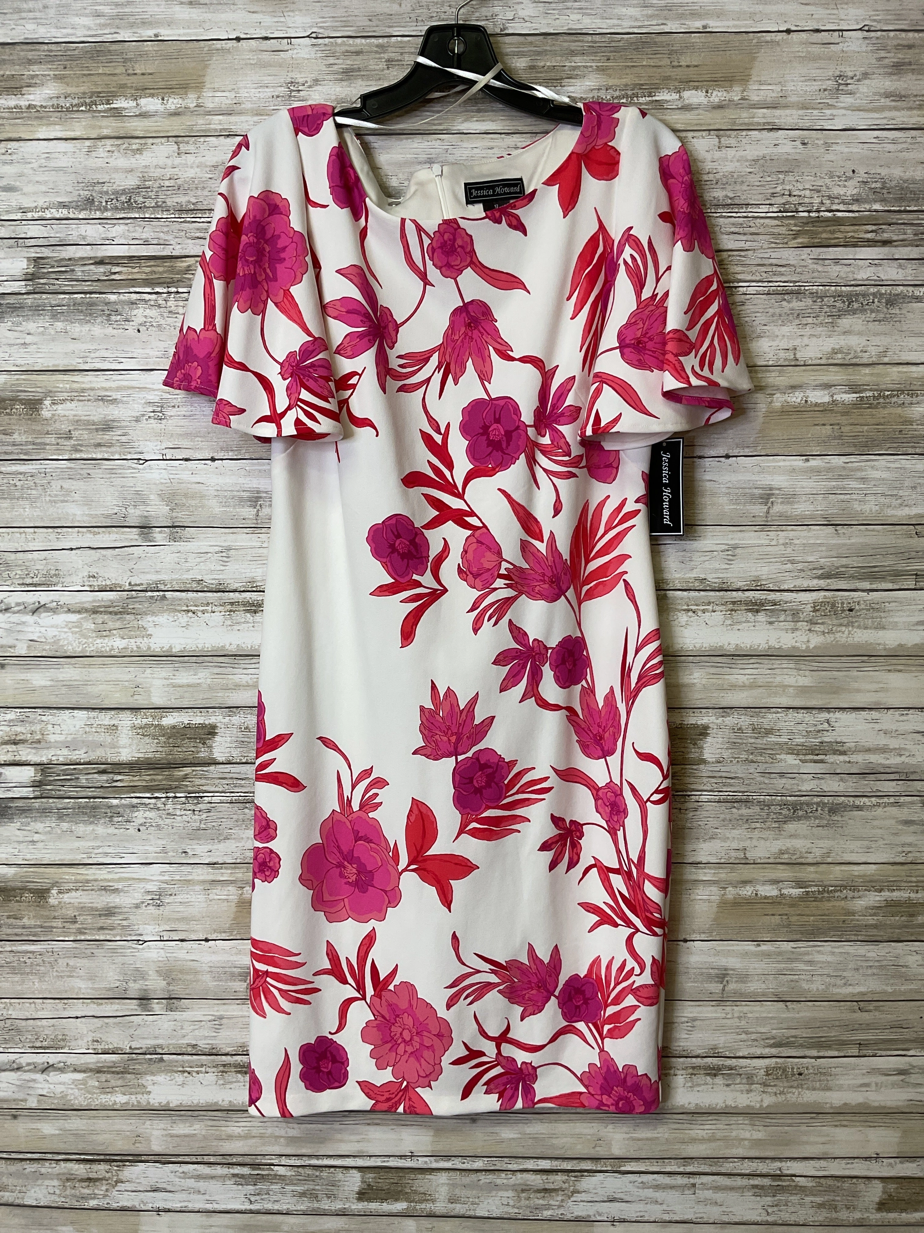 Dress Casual Midi By Jessica Howard In Pink & White, Size:12