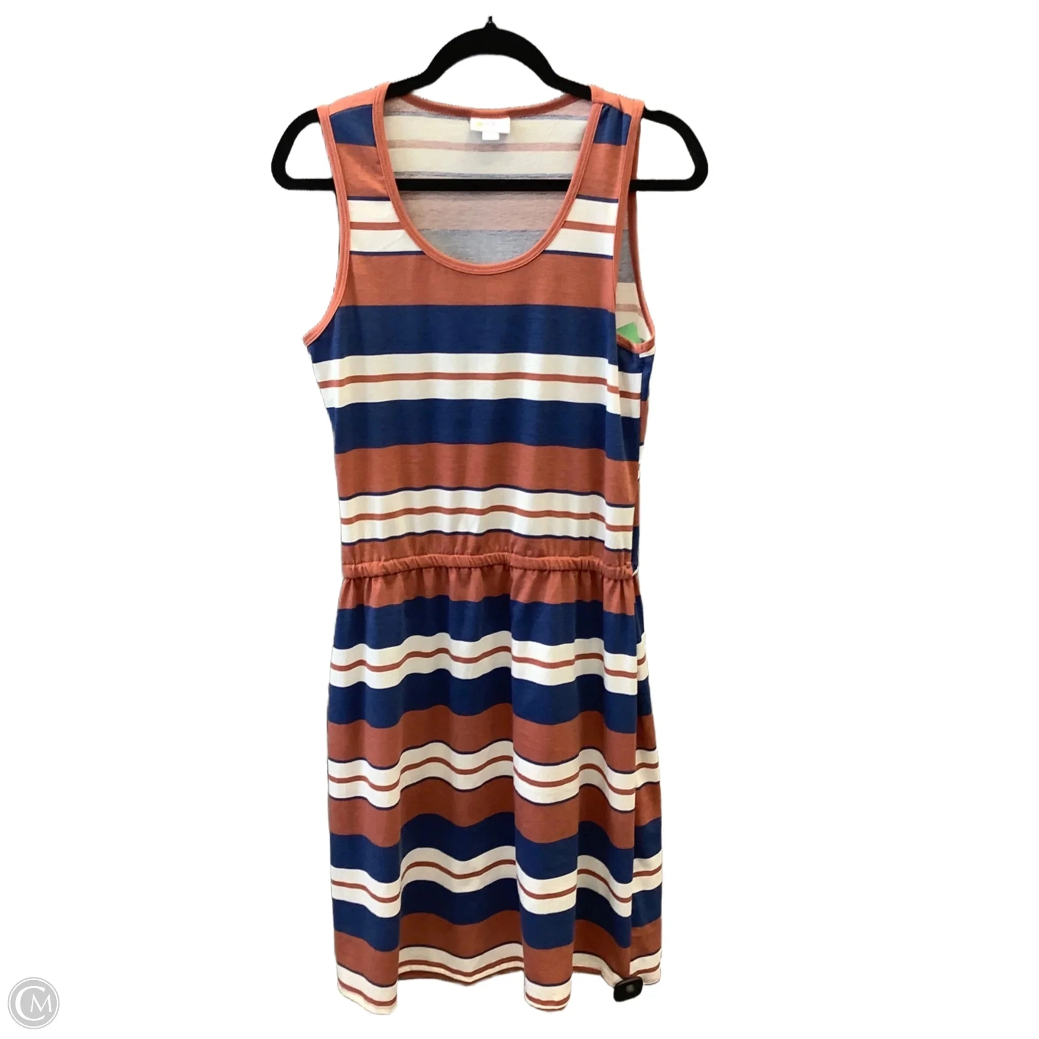 Dress Casual Midi By Lularoe In Striped Pattern, Size: L