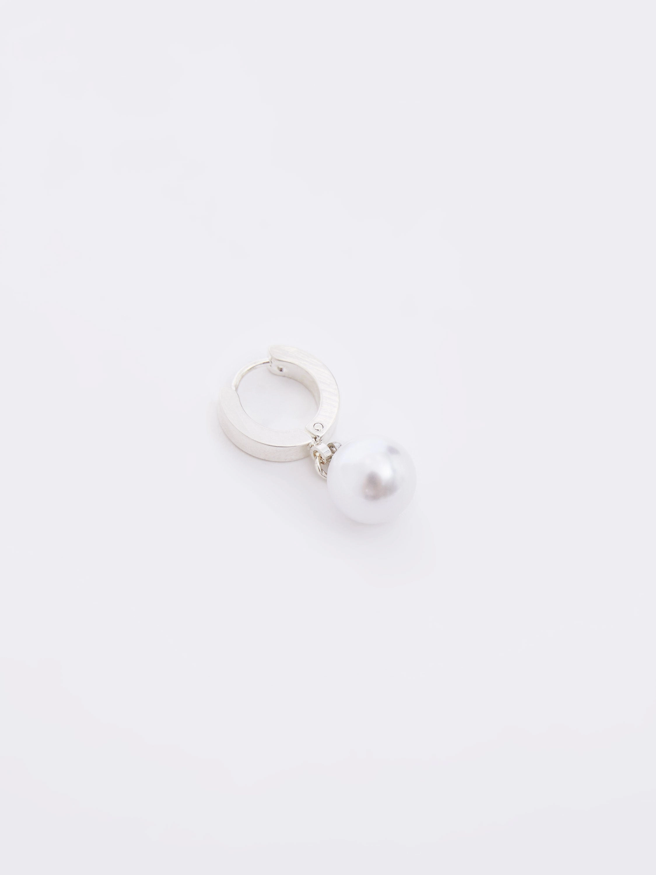 Drop Faux Pearl Huggie Hoop Earrings