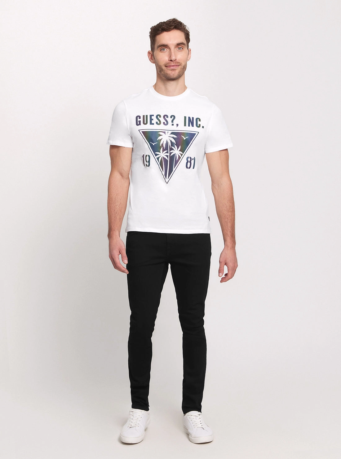 Eco White Iridescent Palms T-Shirt