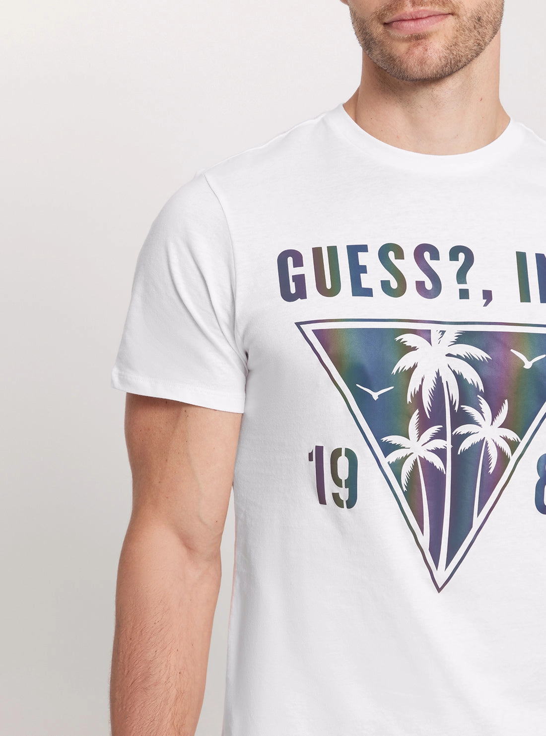 Eco White Iridescent Palms T-Shirt