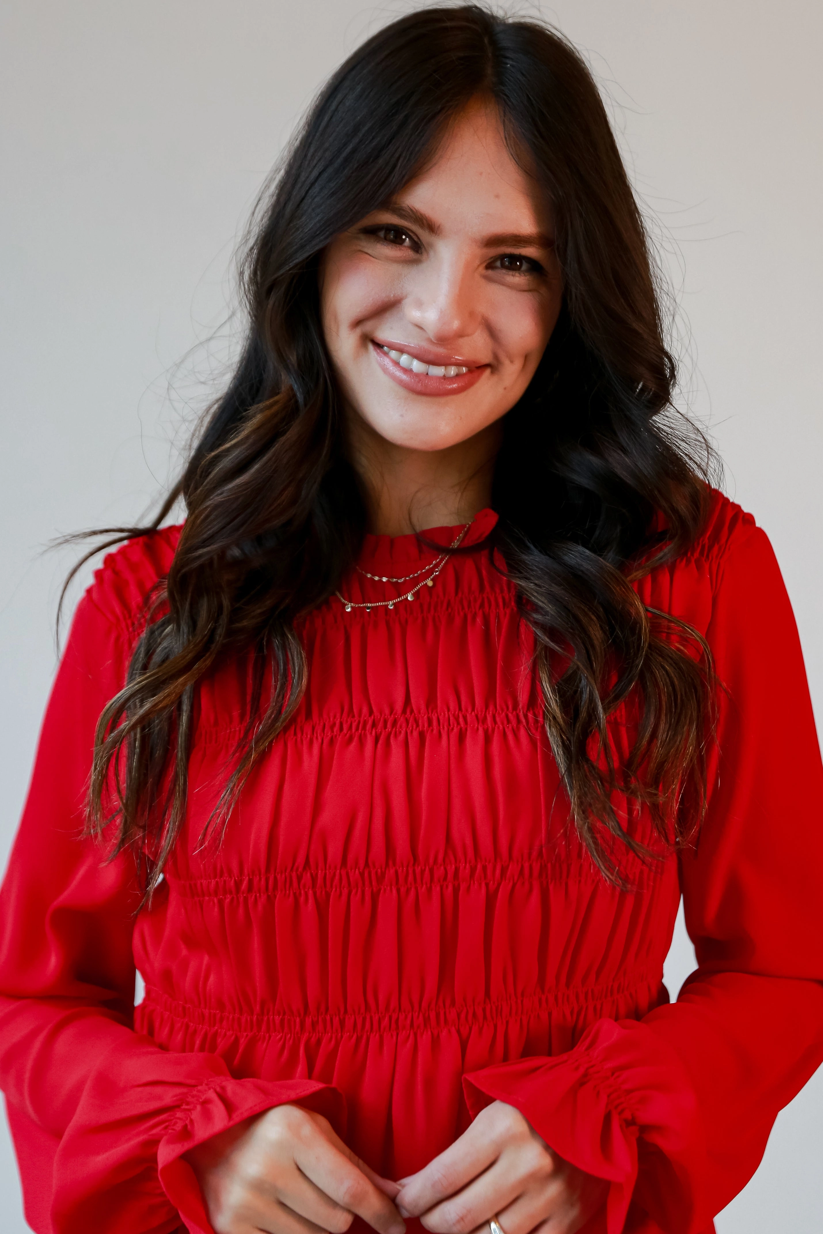 FINAL SALE - Fabulous Fun Red Smocked Blouse