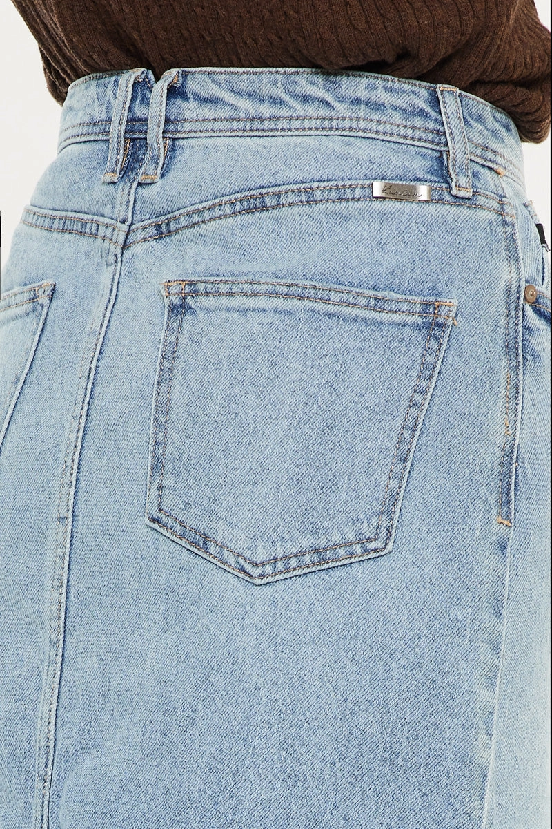 Indigo High Rise Midi Skirt