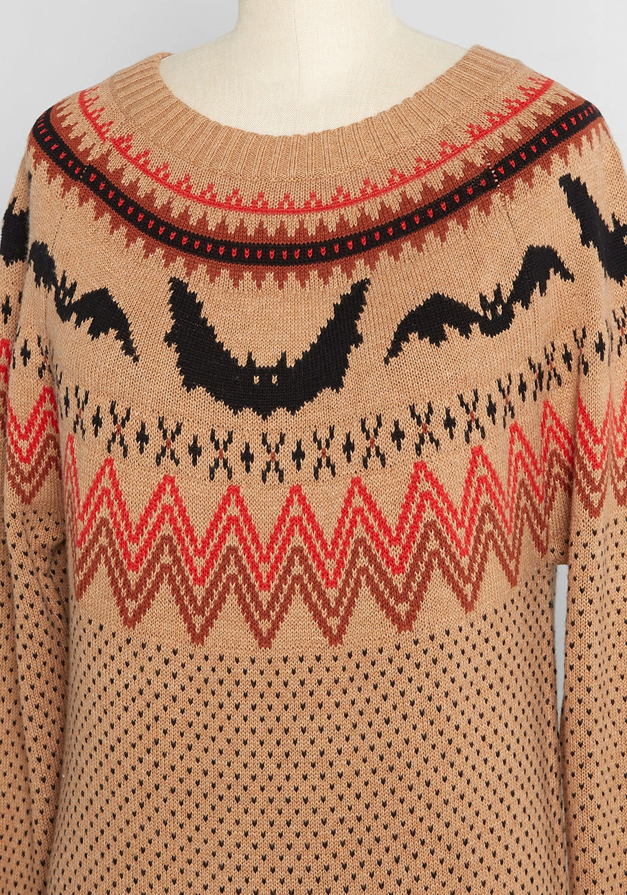 It Be Like 'Bat' Fair Isle Sweater