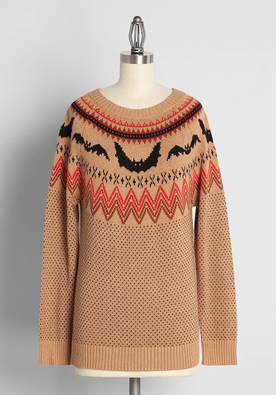 It Be Like 'Bat' Fair Isle Sweater