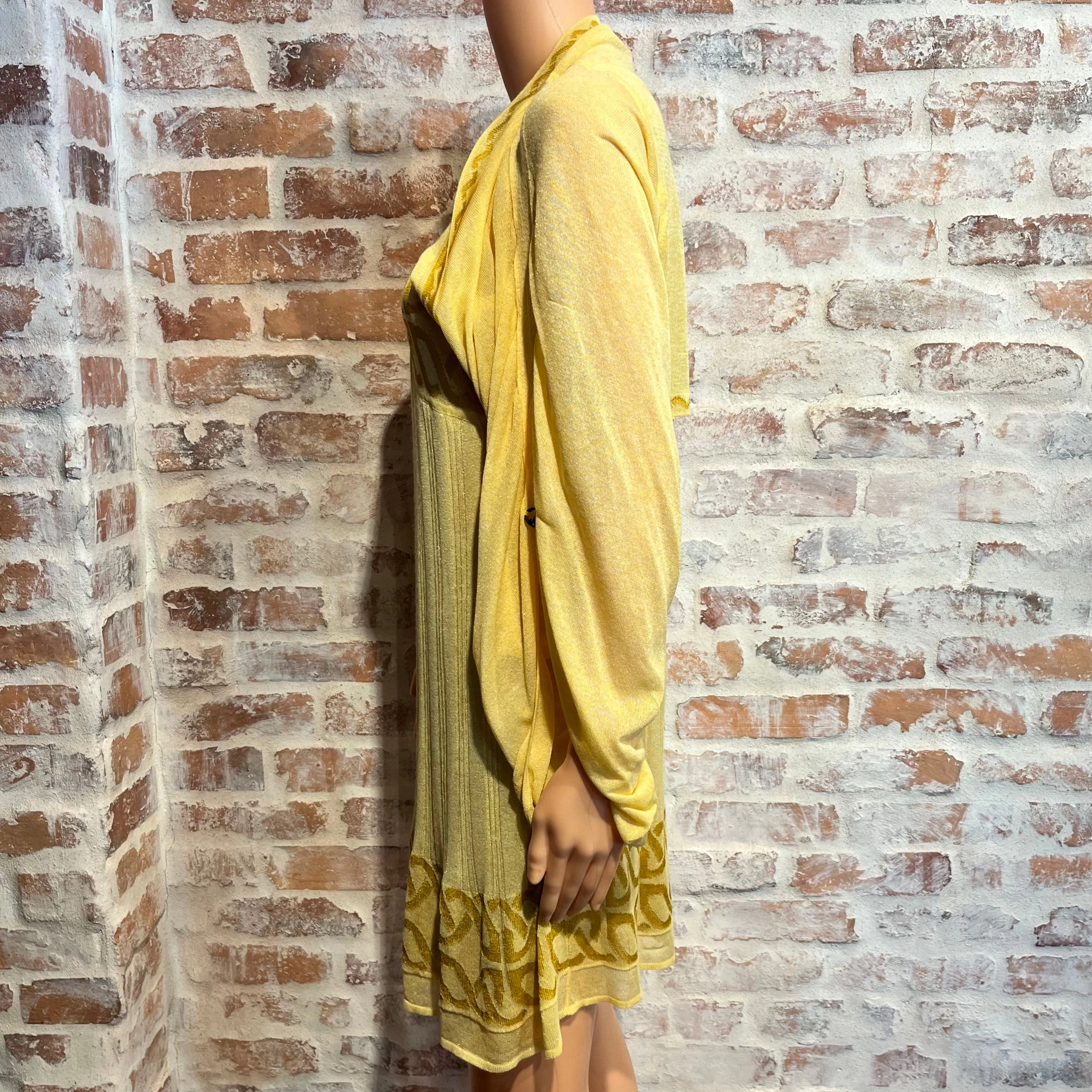 JUST CAVALLI Yellow Knitted Viscose Dress and Bolero Set SZ42(6US)