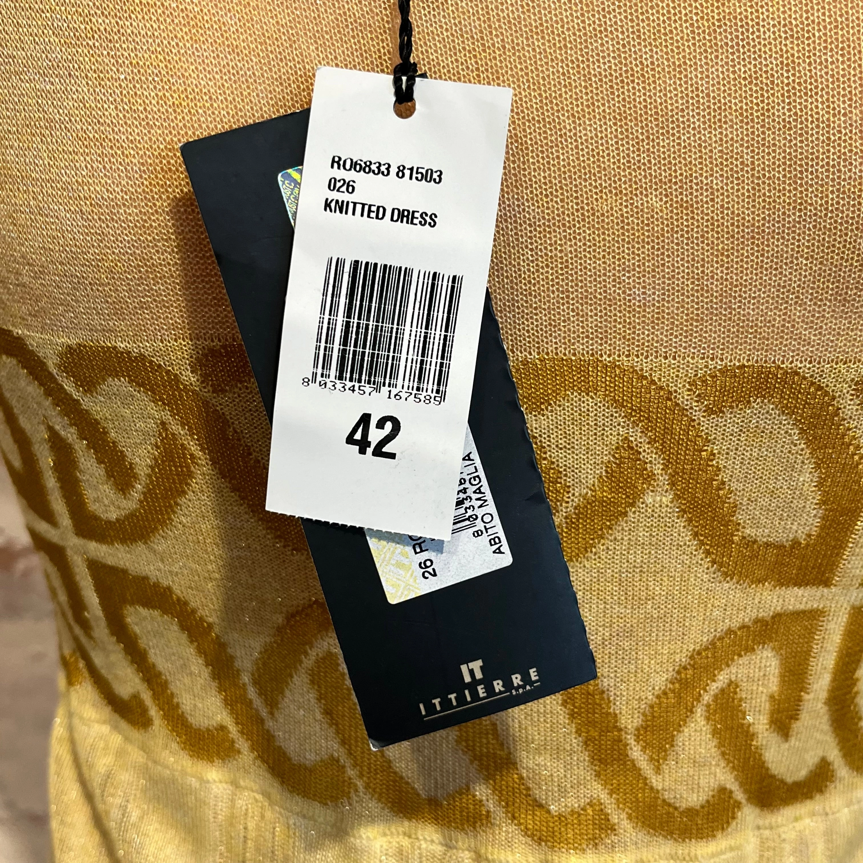 JUST CAVALLI Yellow Knitted Viscose Dress and Bolero Set SZ42(6US)