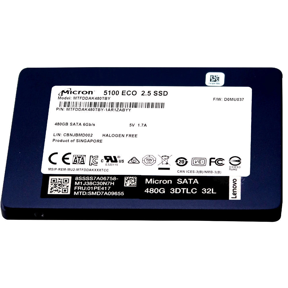 Lenovo 5100 Eco MTFDDAK480TBY-1AR1ZAB 01PE417 480GB SATA 6Gb/s 2.5in Solid State Drive