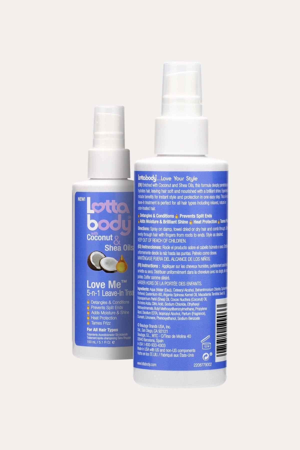 LOTTABODY COCONUT & SHEA OILS LOVE ME 5-N-1 LEAVE-IN TREATMENT 5.1oz