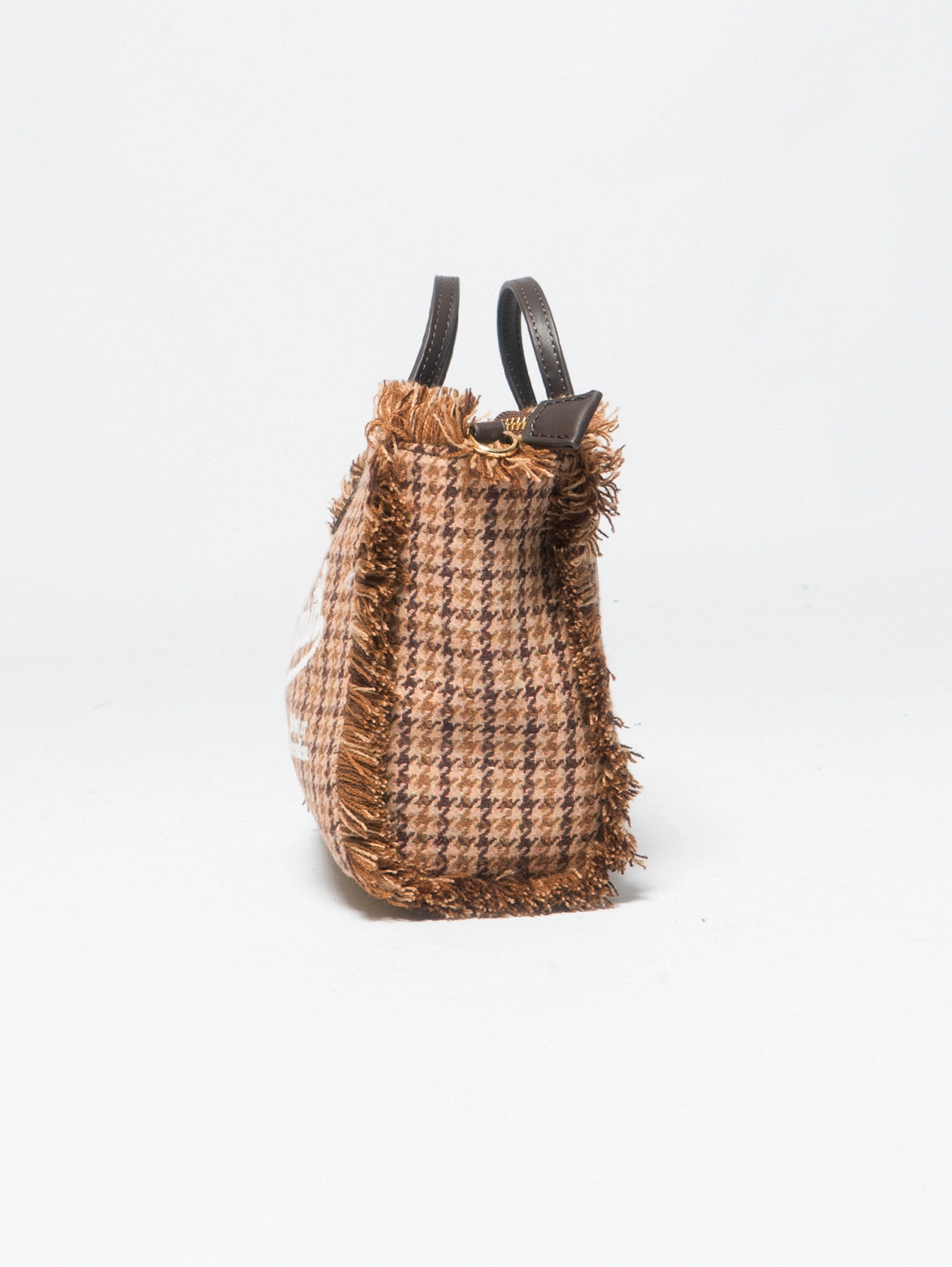 Mini Vanity Bag in Micro Houndstooth Brown
