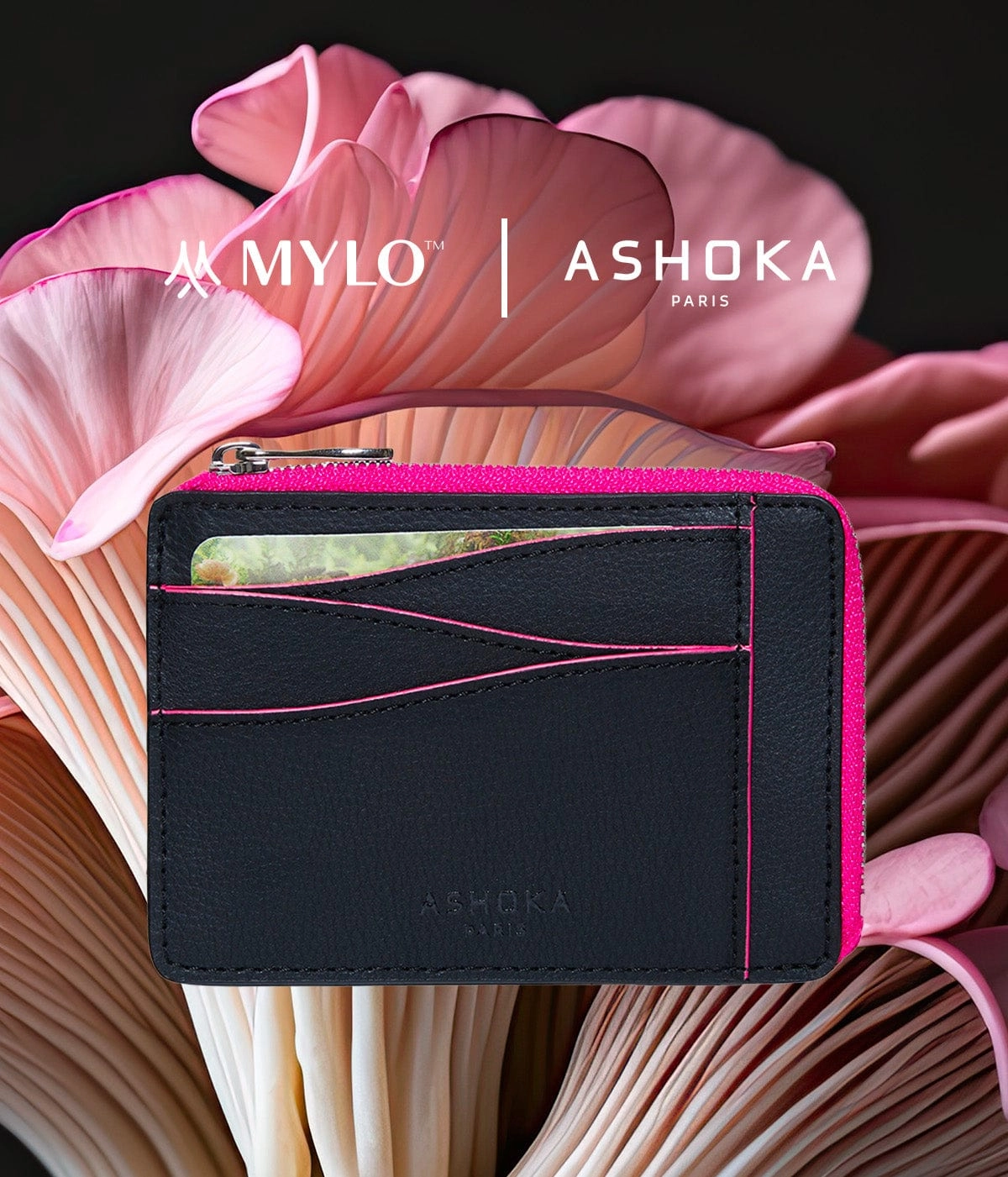 Mylo™️ Vegan Mushroom Leather Large Zipped Card Holder | Pink