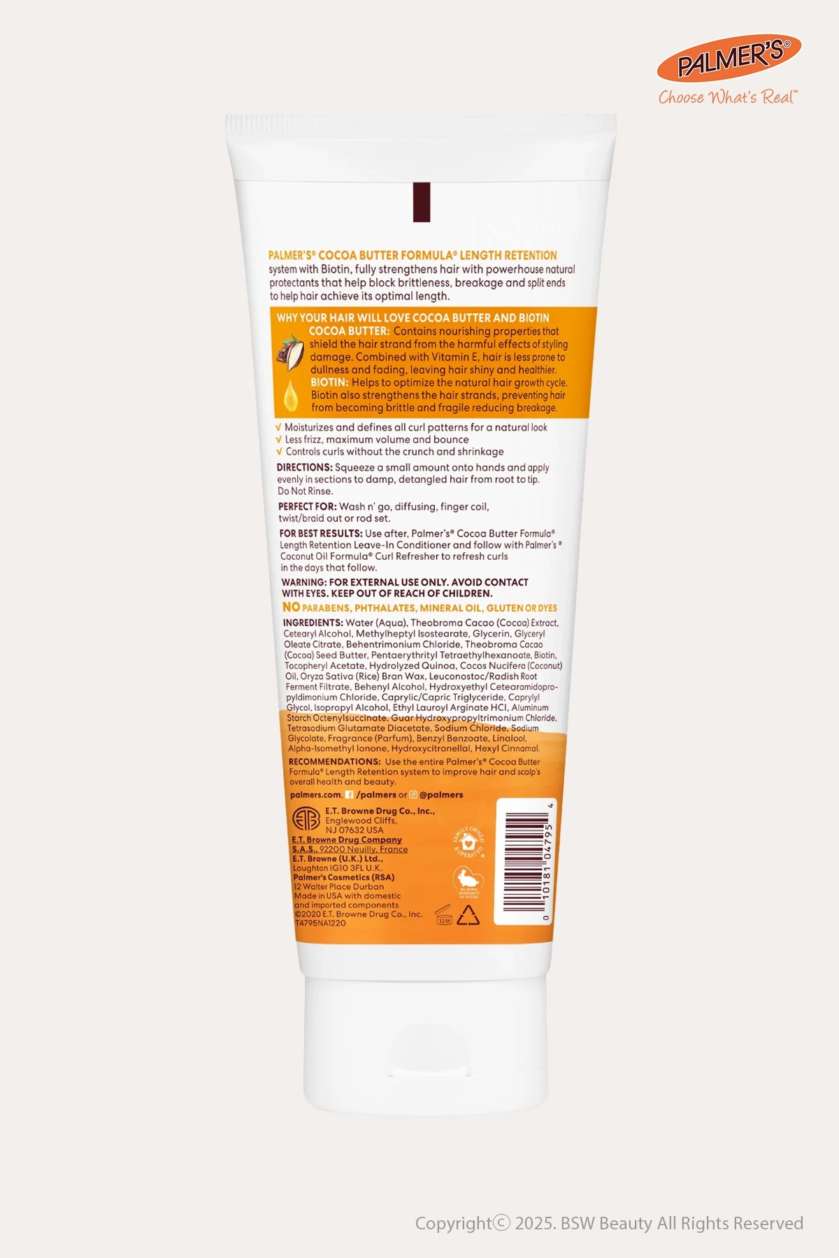 PALMER'S COCOA BUTTER FORMULA LENGTH RETENTION CURL DEFINING CREAM 7oz