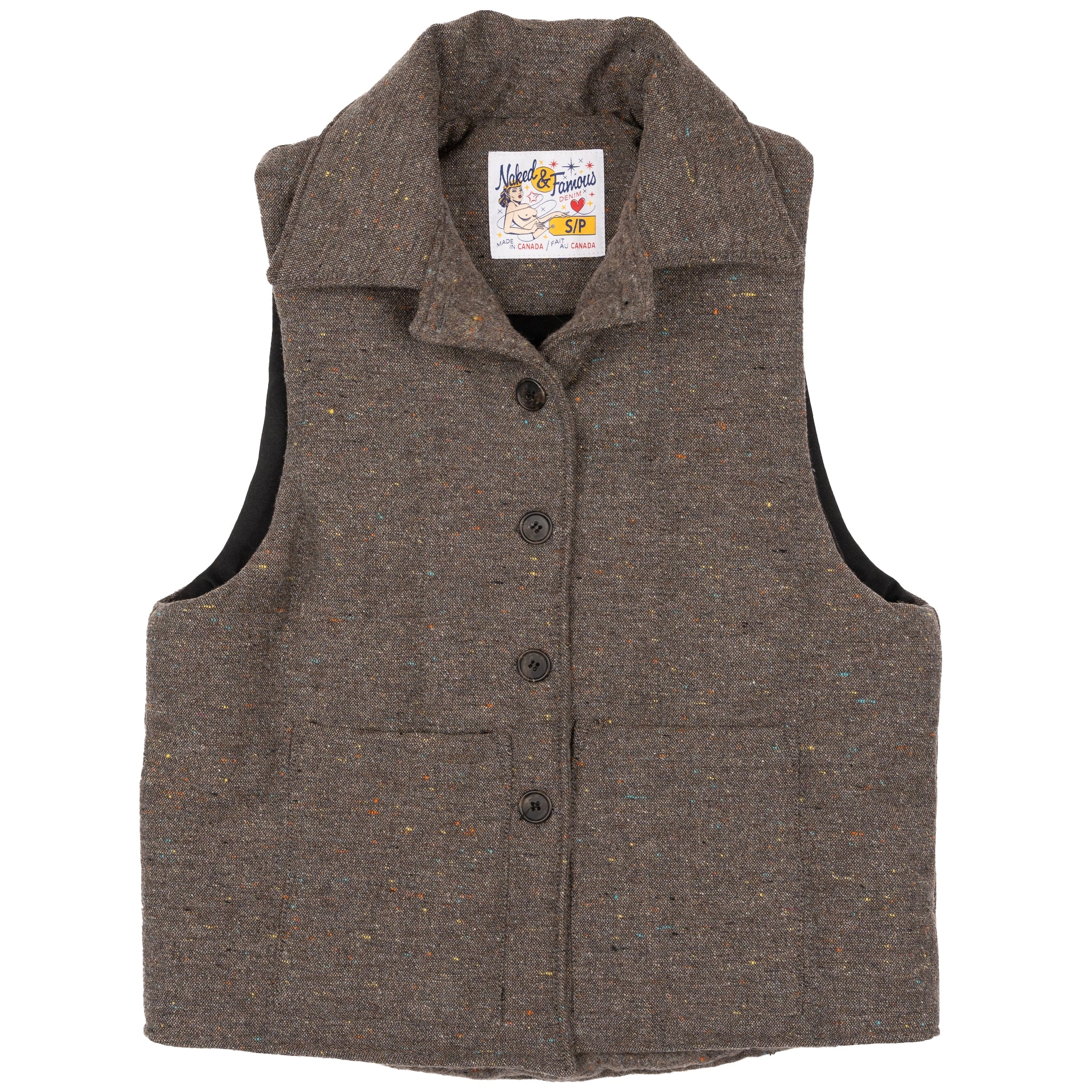 Quilted Vest - Wool   Multi   Nep - Brown