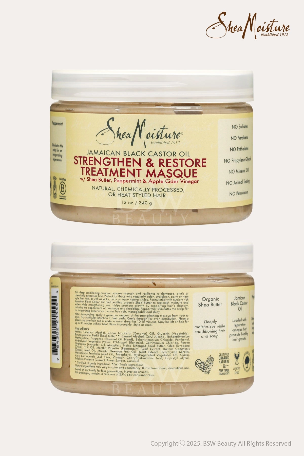 SHEA MOISTURE JAMAICAN BLACK CASTOR OIL STRENGTHEN&RESTORE TREATMENT MASQUE 12oz