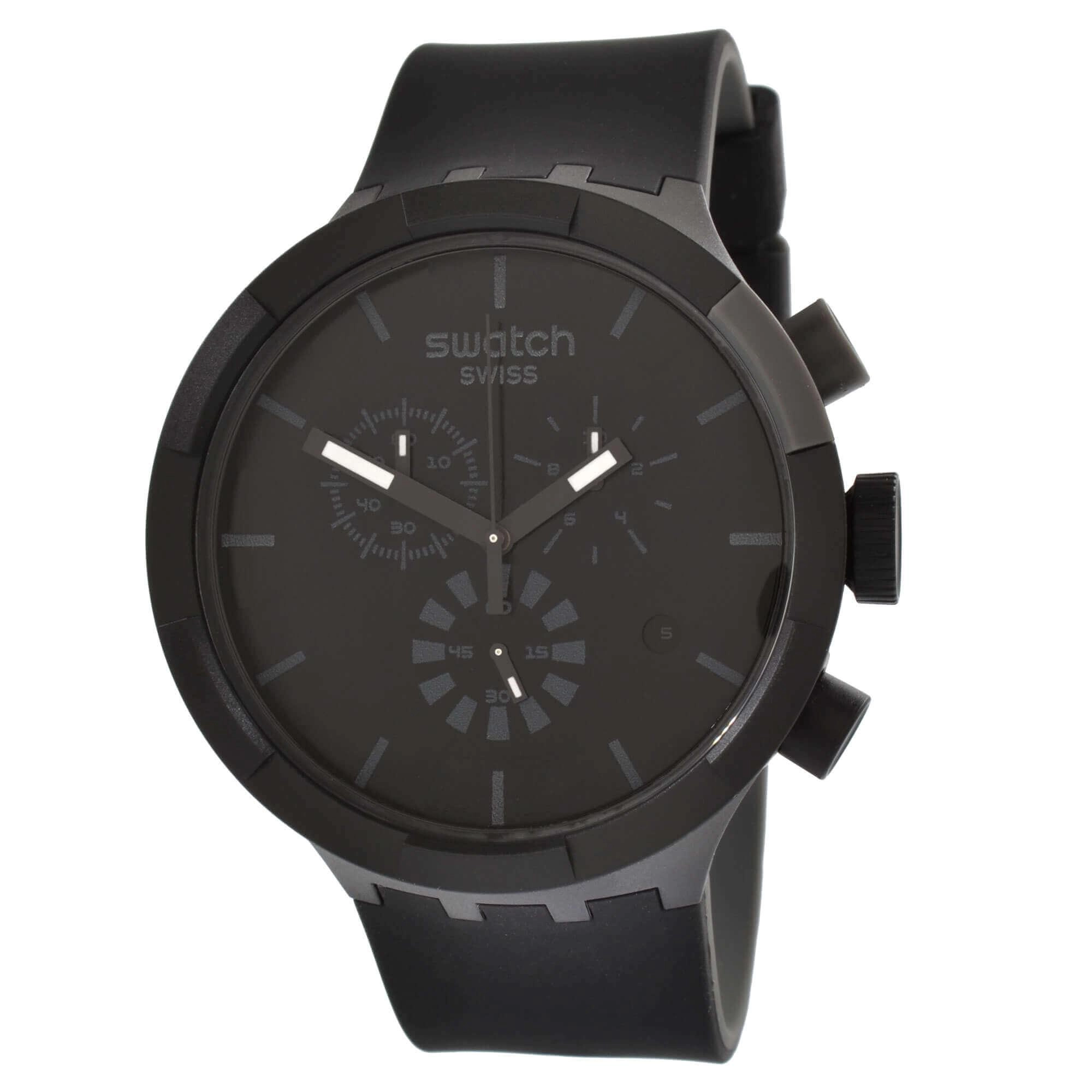 Swatch Unisex Watch - Big Bold Chrono Checkpoint Black Silicone Strap | SB02B400