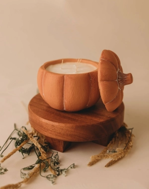 Terracotta Pumpkin Candle - Vintage Flannel