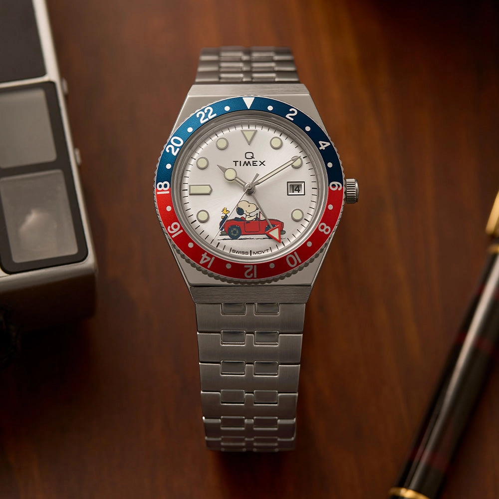 Timex x Peanuts Q Timex® Gmt 38mm Stainless Steel Band
