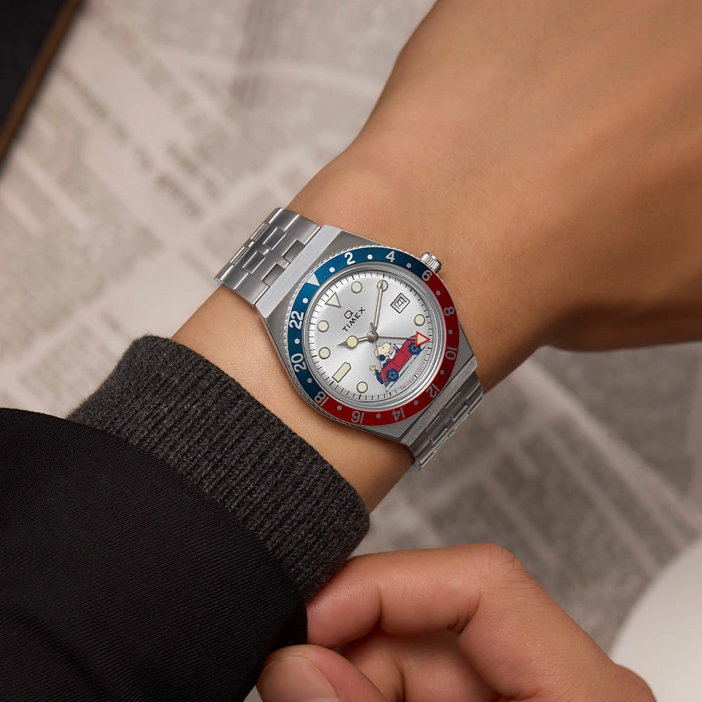 Timex x Peanuts Q Timex® Gmt 38mm Stainless Steel Band
