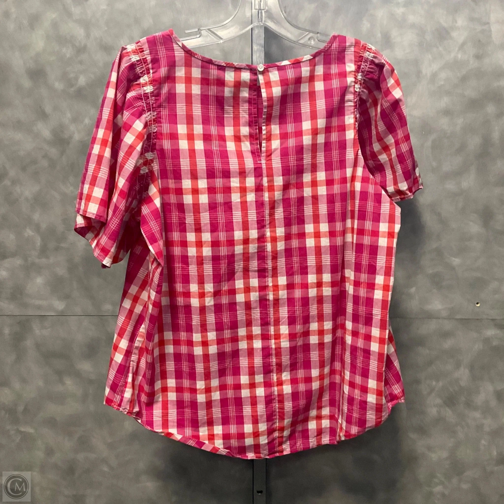 Top 3/4 Sleeve By Ann Taylor In Plaid Pattern, Size: M