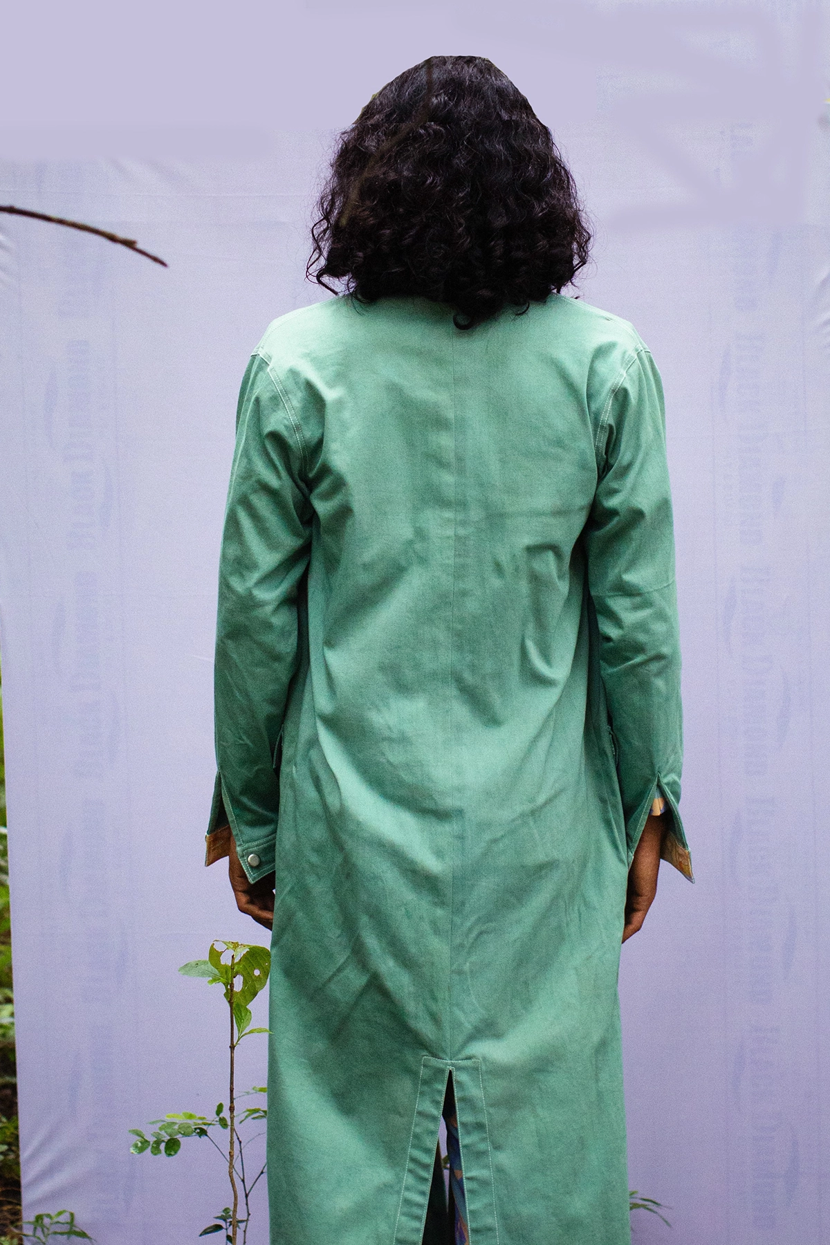 Trench with denim stitch detailing
