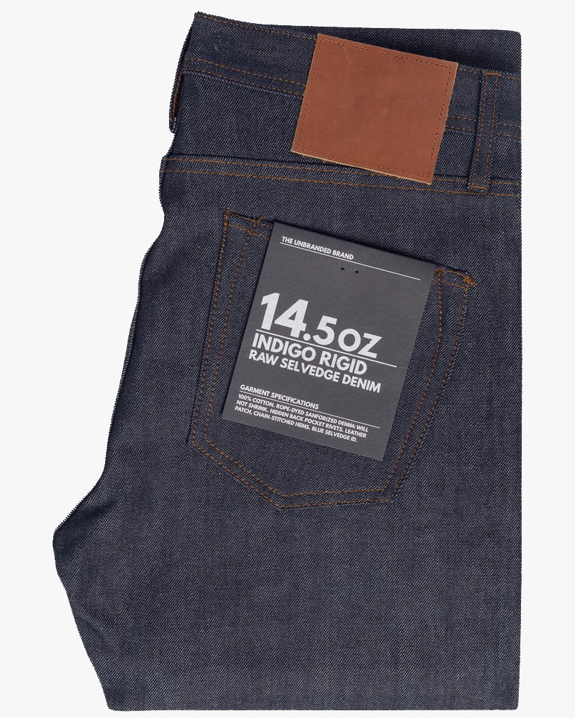 Unbranded UB401 Tight Fit Mens Jeans - 14.5oz Indigo Selvedge