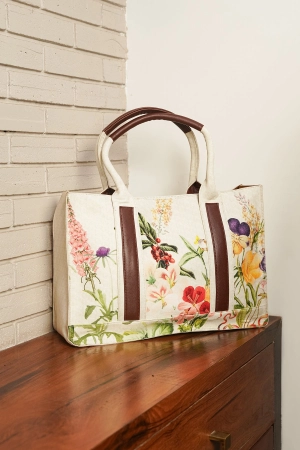 White Floral Denim Bag