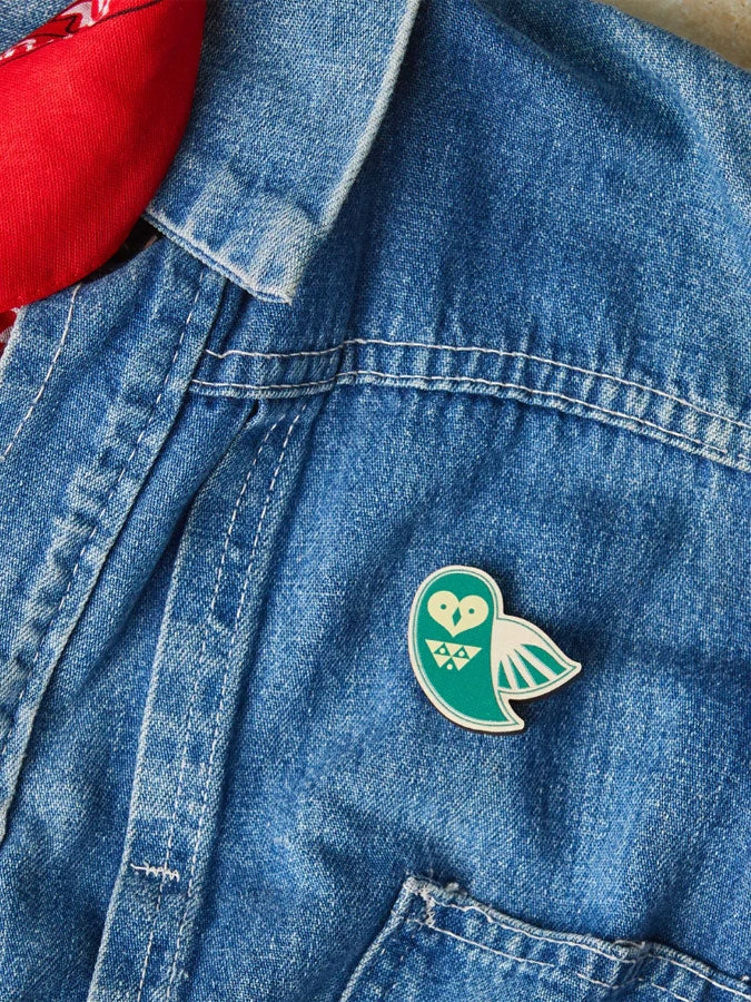 Wooden Pin Badge - Owl