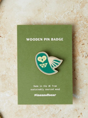 Wooden Pin Badge - Owl