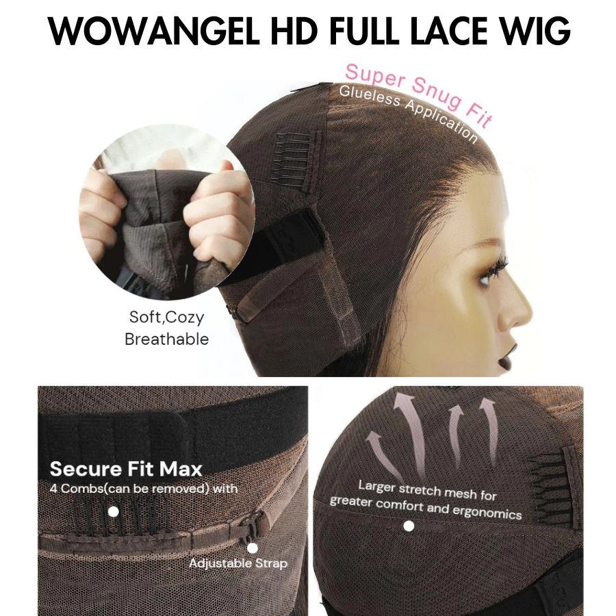 WOWANGEL Curly Pixie Skinlike Real HD Full Lace Wig Short Cut Wig